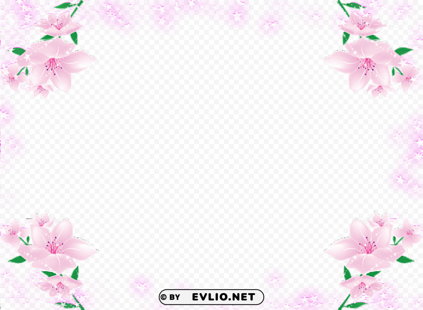  frame with pink soft flowers PNG Isolated Subject on Transparent Background