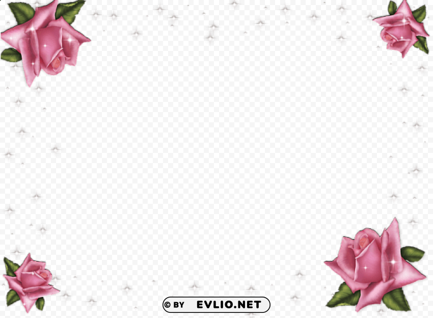 transparent pink roses frame PNG Isolated Object with Clarity
