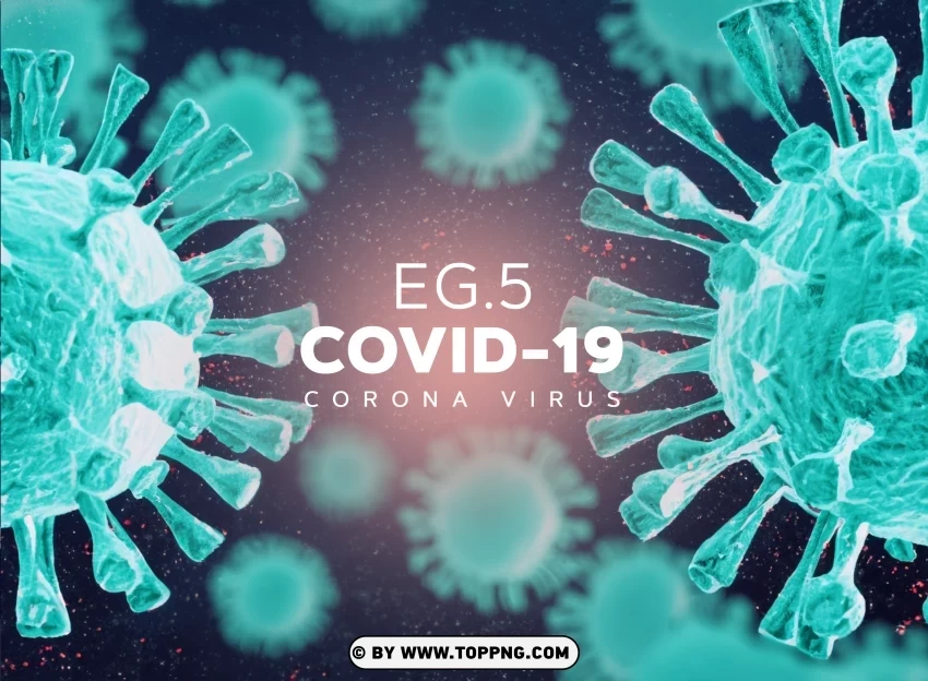 Visualizing EG5 Variant Corona Virus with Red Blurred Bacteria Clean Background Isolated PNG Graphic Detail