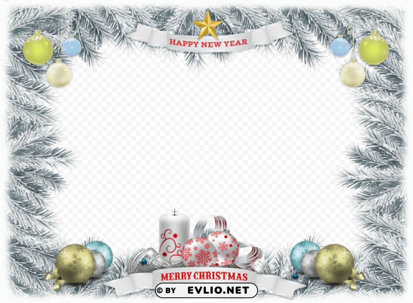 christmas white frame transparent PNG images with clear alpha channel broad assortment