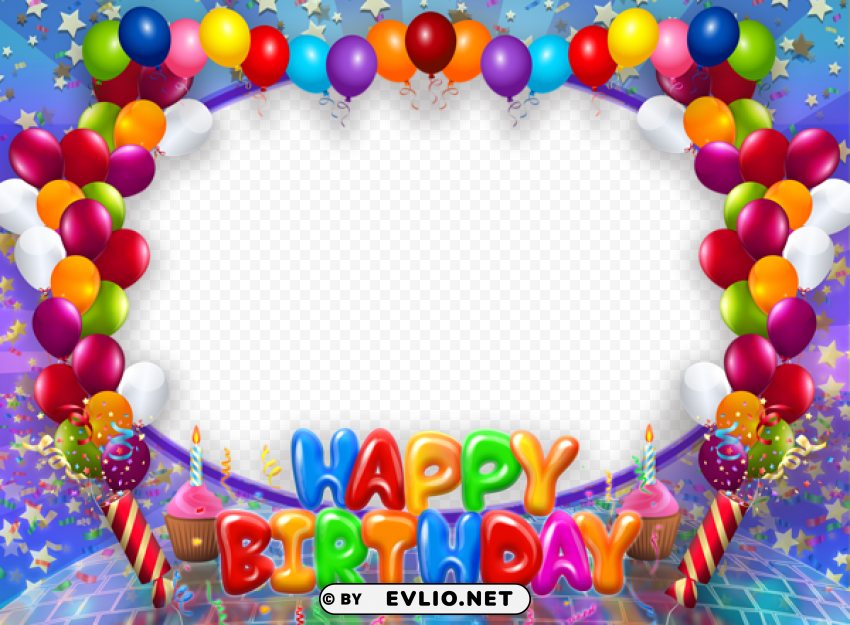 happy birthdayframe with balloons PNG with no registration needed