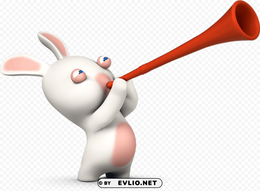 rabbid blowing a horn Isolated Object on Transparent Background in PNG
