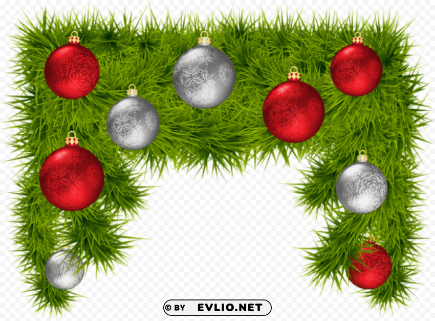 pine branches with christmas balls decoration Clear Background Isolated PNG Icon