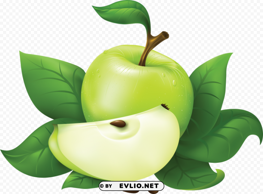 Green Apple Isolated Graphic In Transparent PNG Format