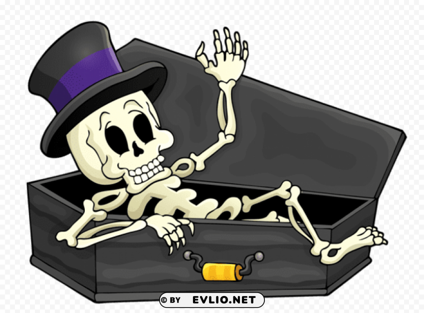 haunted skeleton in coffin PNG graphics with clear alpha channel collection