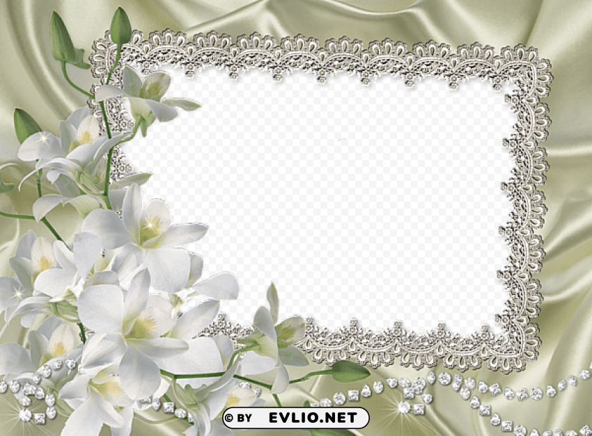  frame with white lilium flowers PNG images with transparent layer
