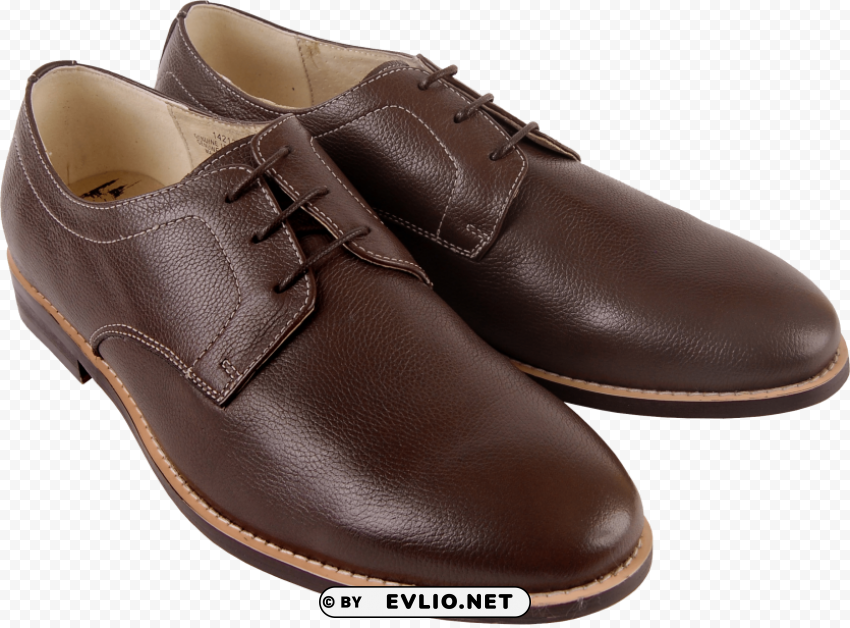 Brown Men Shoes Transparent Background Isolation in PNG Image