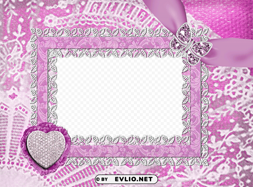 heart and butterfly jewellery pink frame Transparent PNG artworks for creativity