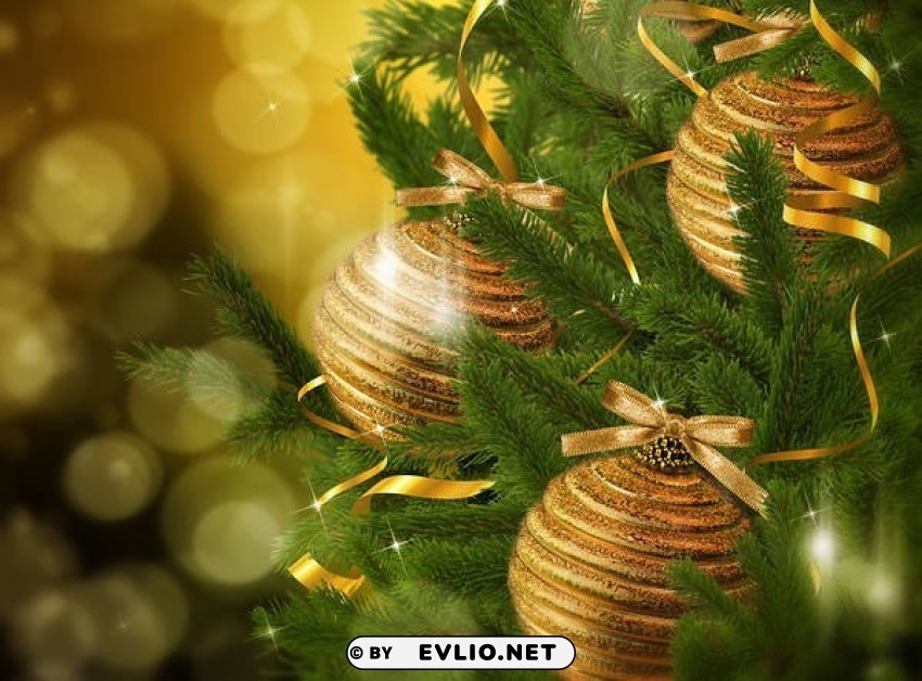 yellow christmaswith gold christmas balls Free PNG images with clear backdrop