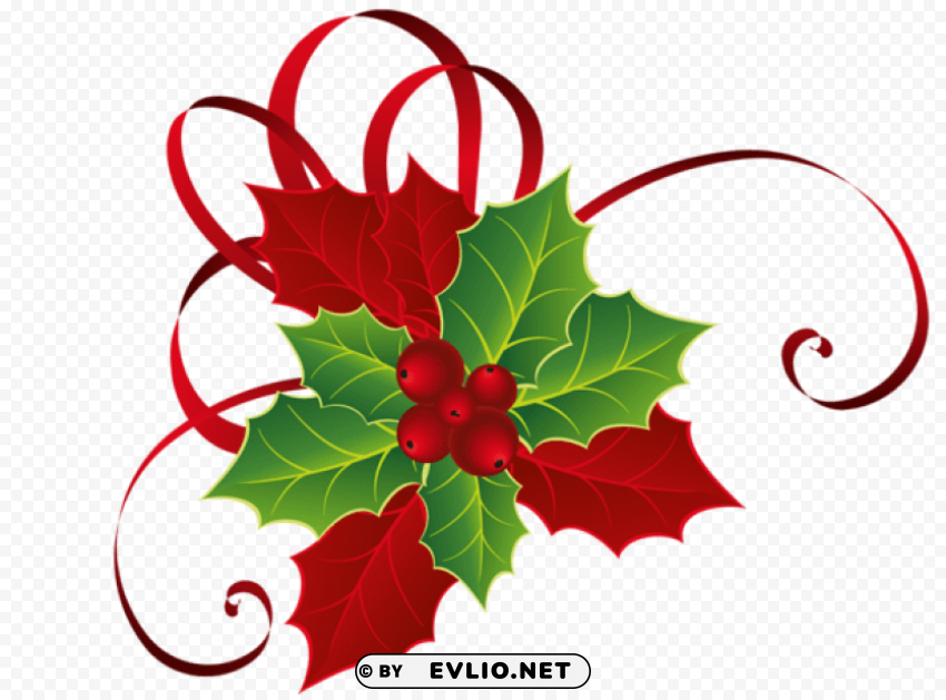 christmas red green mistletoe Transparent PNG Isolated Artwork