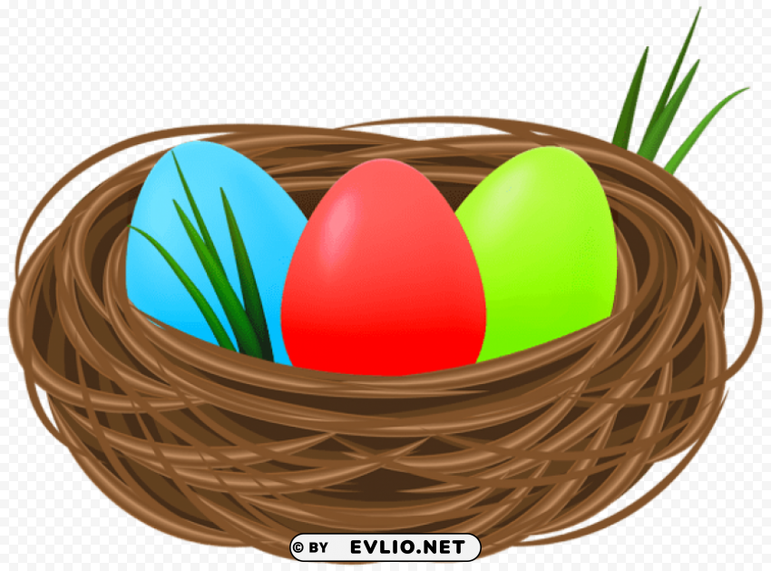 easter eggs in nest decorative transparent Isolated Graphic on Clear PNG
