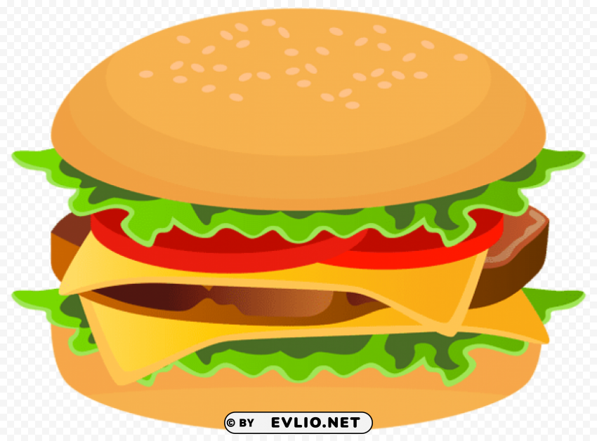 Hamburger Clean Background Isolated PNG Image