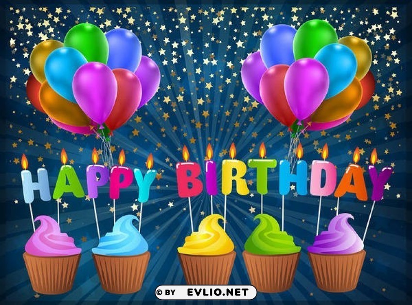 Happy Birthday Blue Card Free PNG Images With Transparent Background