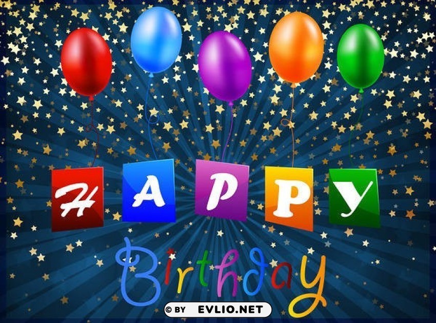 happy birthday blue card with balloons Free PNG images with clear backdrop