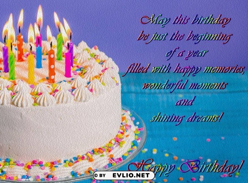 happy birthday card with cake and candles HD transparent PNG