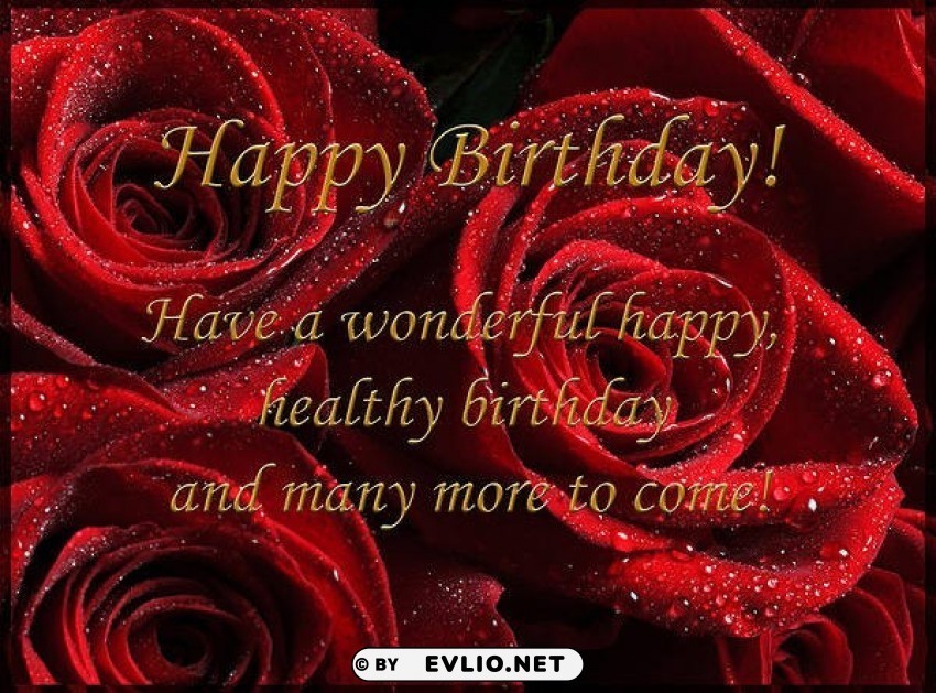 happy birthday card with red roses High-quality transparent PNG images comprehensive set