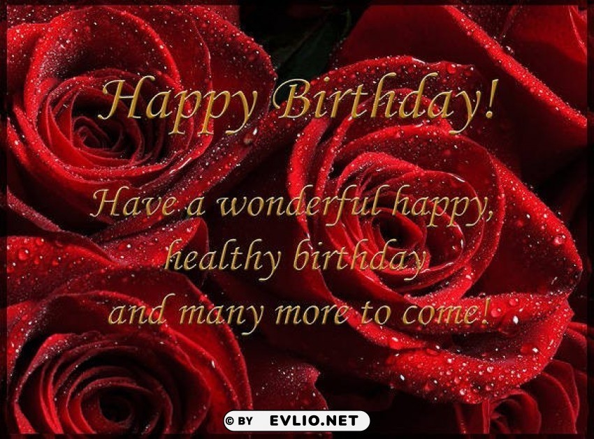 Happy Birthday Card With Red Roses High-quality Transparent PNG Images Comprehensive Set