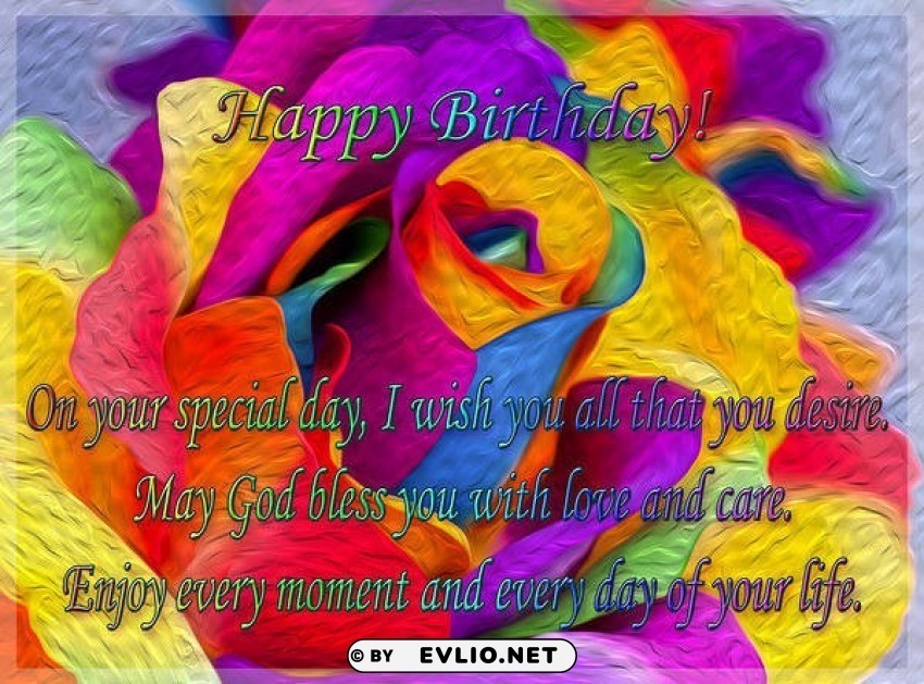 happy birthday colorful rose card Isolated Artwork in HighResolution Transparent PNG