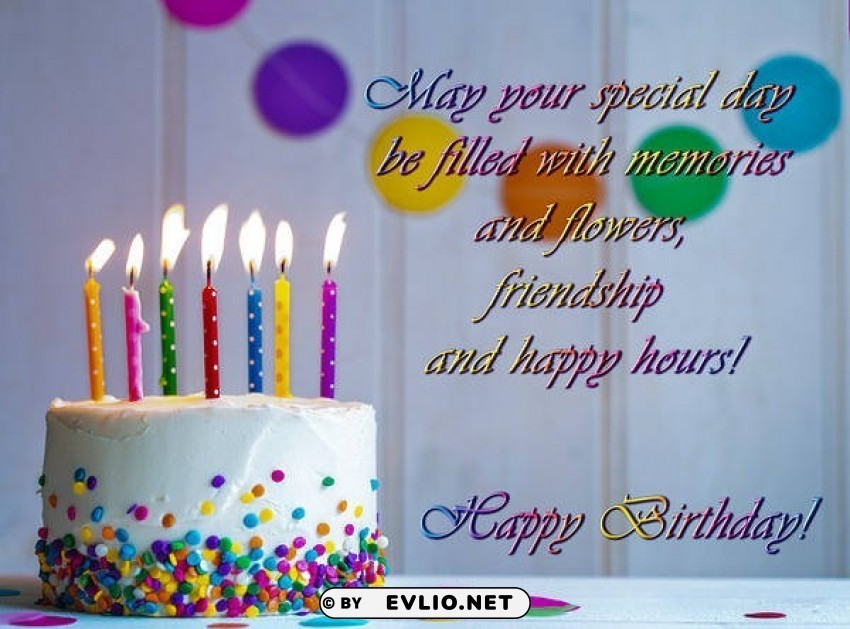 happy birthday greeting card and cake Free transparent PNG