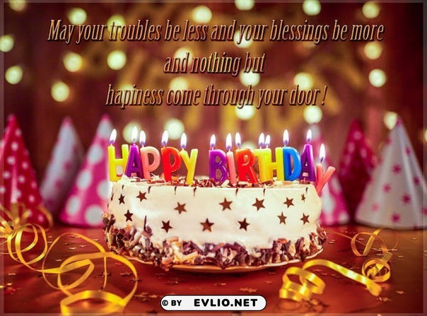 Happy Birthday Greeting Card With Birthday Cake Free PNG Transparent Images