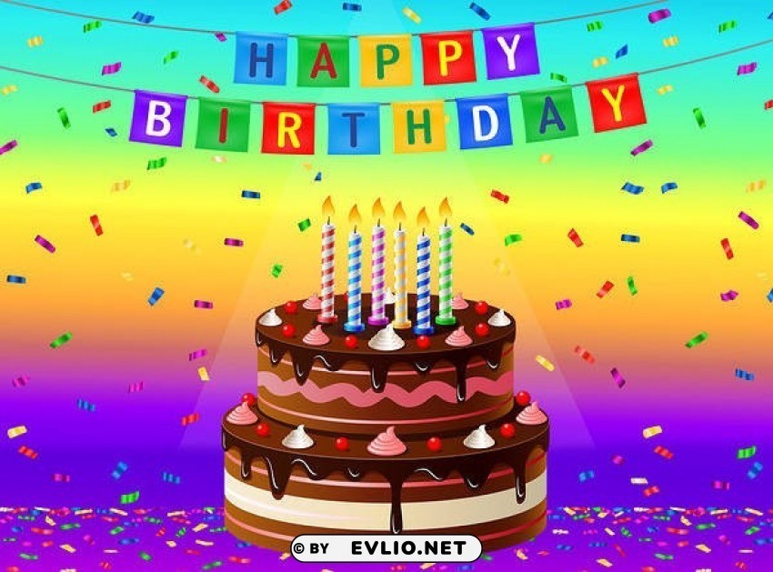 Happy Birthday Greeting Card With Cake Free PNG Images With Transparent Layers