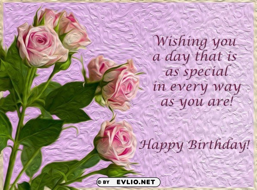 happy birthday pink card with roses Images in PNG format with transparency
