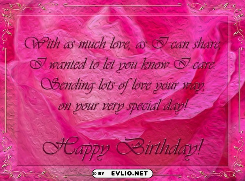 Happy Birthday Pink Greeting Card Isolated Artwork With Clear Background In PNG