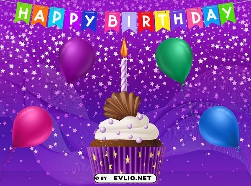 Happy Birthday Purple Card Free PNG Images With Transparent Backgrounds