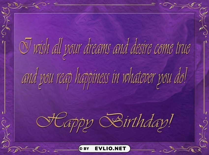 happy birthday purple greeting card Isolated Artwork on Transparent PNG