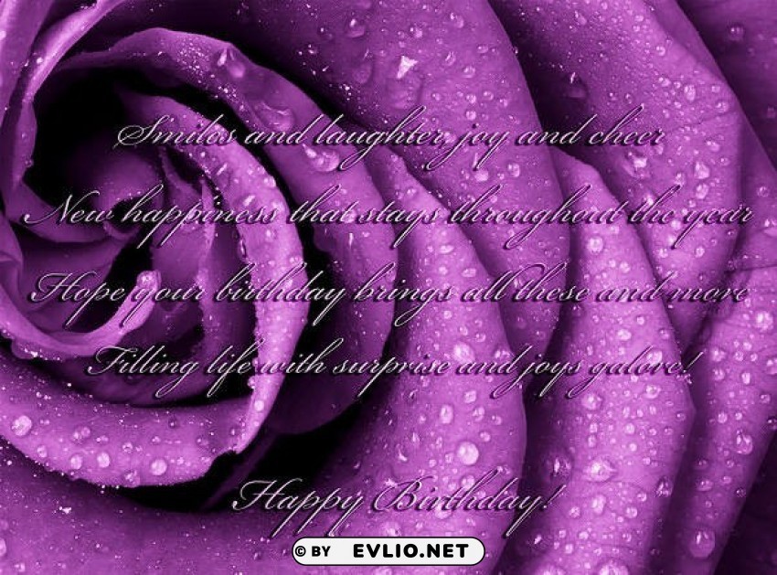 happy birthday purple rose greeting card Isolated Artwork on HighQuality Transparent PNG