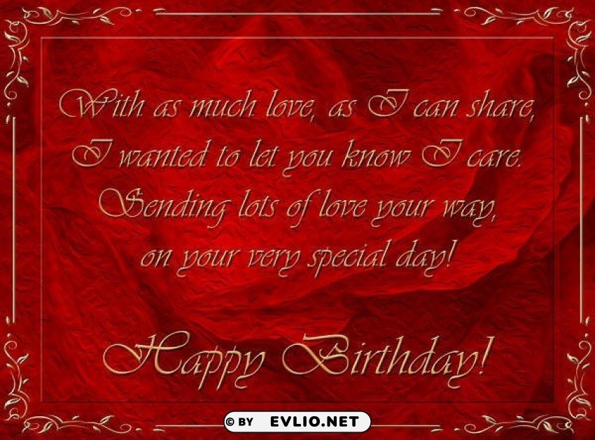 happy birthday red greeting card Isolated Artwork on Transparent Background PNG