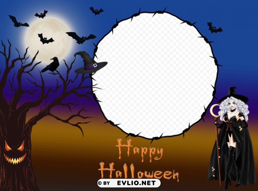 happy halloweenframe PNG with isolated background