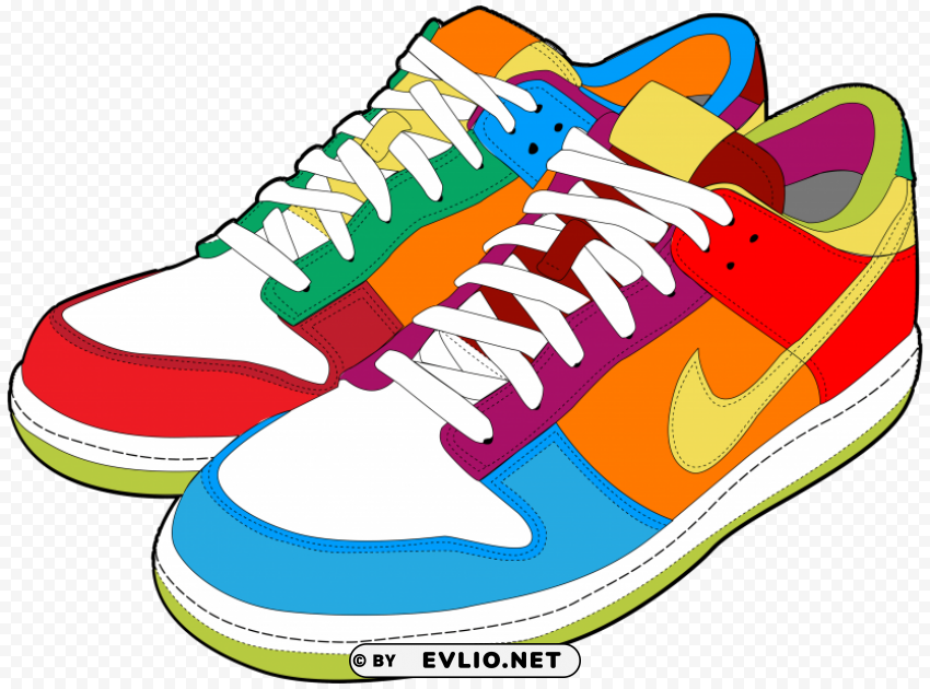 colorful sneakers PNG for educational use