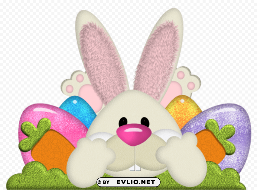 easter bunny with eggs transparent PNG for use