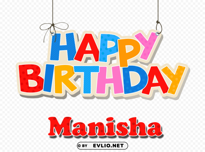 manisha happy birthday balloons name Isolated Artwork on Transparent PNG