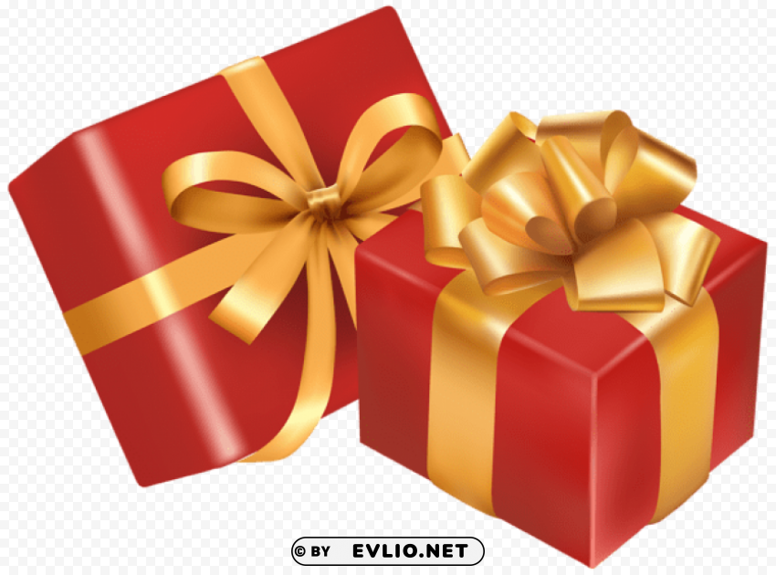 two red gift boxes Transparent PNG art