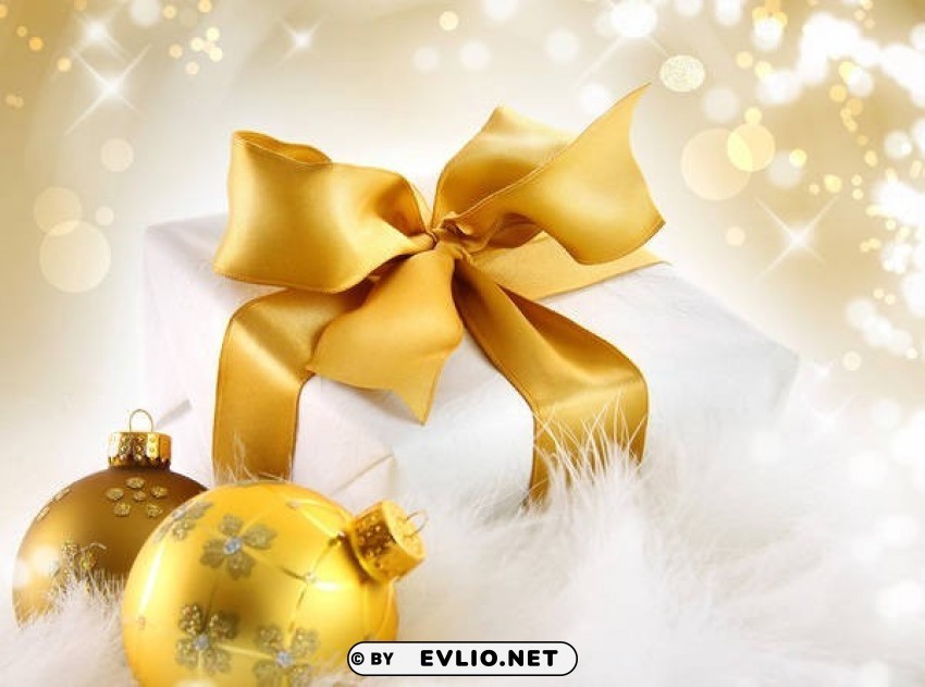 Gold Christmaswith Gift And Christmas Balls Free PNG Images With Transparency Collection