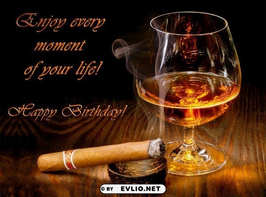happy birthday card with brandy and cigar HighQuality Transparent PNG Isolation