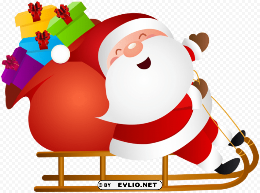 santa claus in sleigh Transparent Background PNG Isolated Design