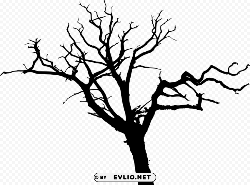 simple bare tree silhouette Isolated Artwork in Transparent PNG