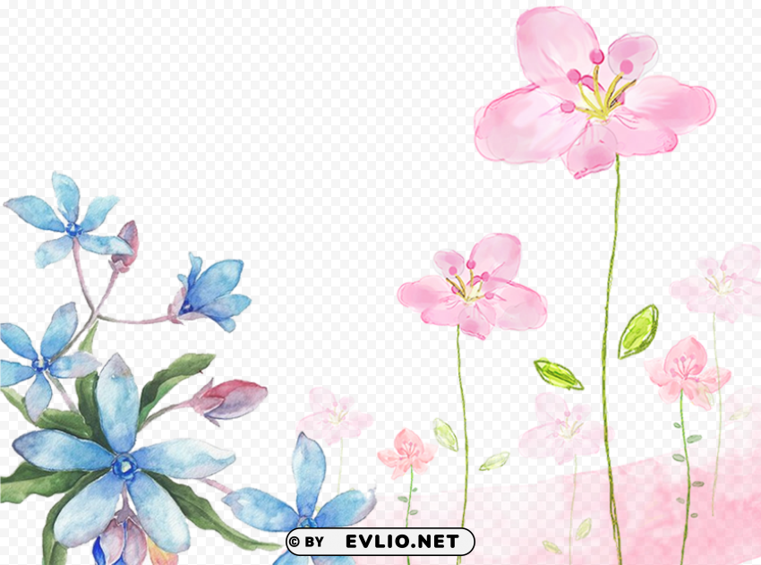 Watercolor Flowers Isolated Subject With Clear PNG Background