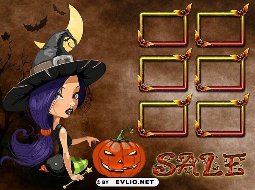 halloween sale purple witch2 PNG transparent images for printing