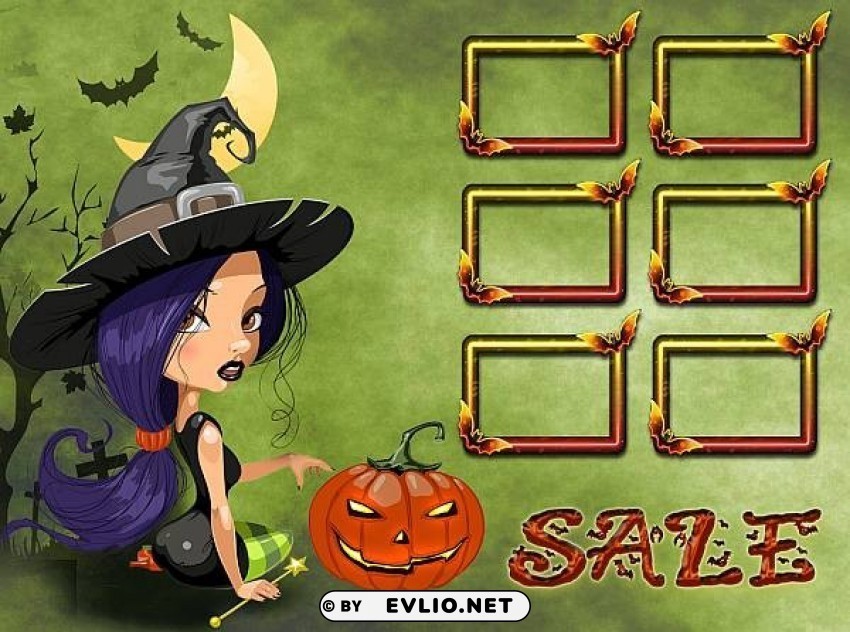 halloween sale purple witch3 PNG transparent icons for web design