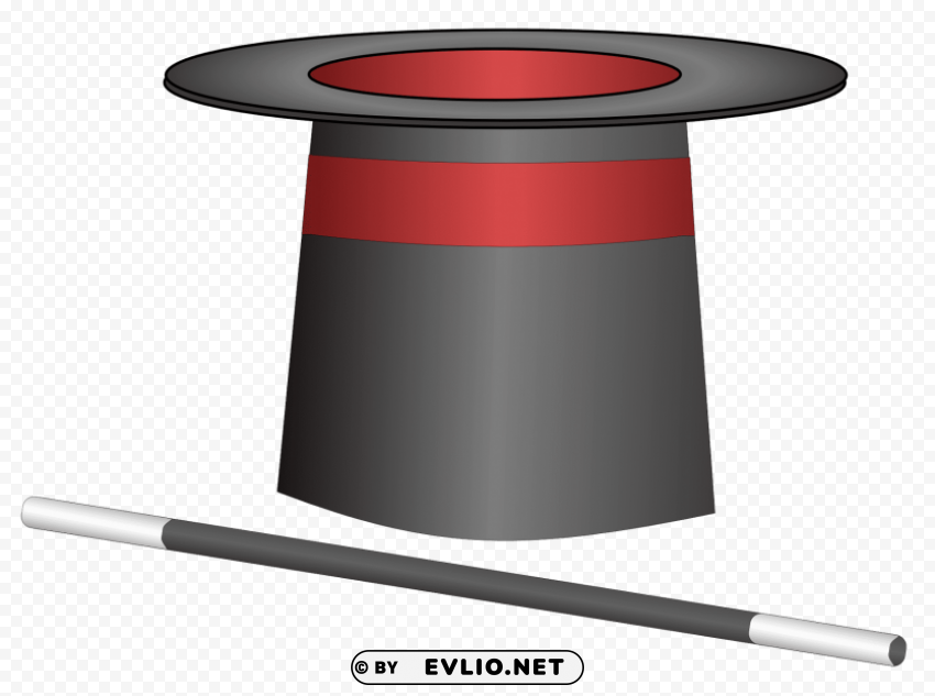 magician hat with wand Transparent PNG image