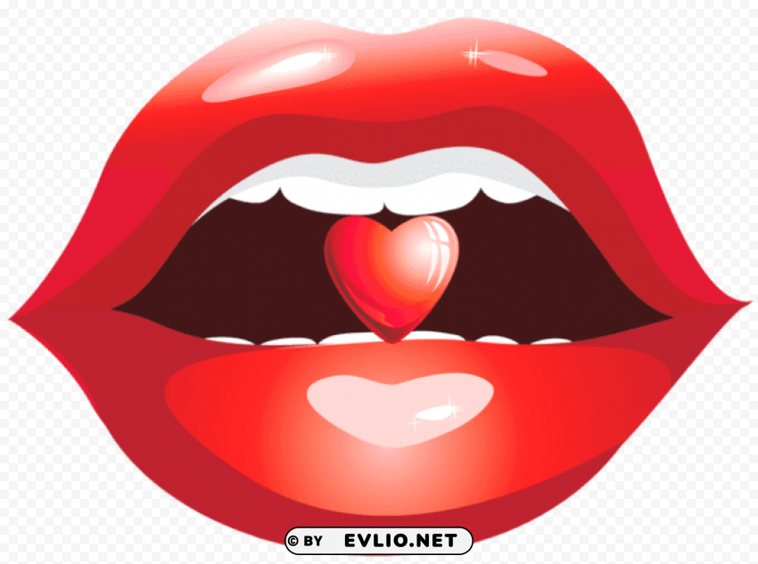 red lips with heartpicture PNG file without watermark