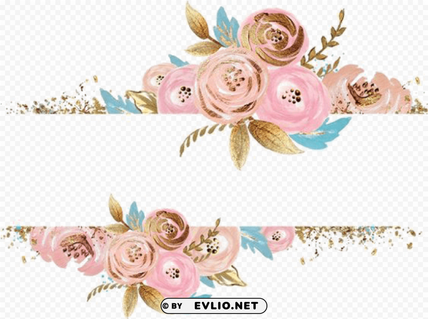 Watercolor Flower Gold PNG Files With No Royalties