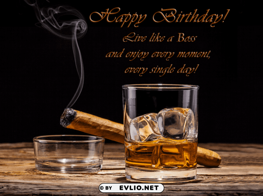 happy birthday card with whiskey and cigar HighQuality Transparent PNG Object Isolation