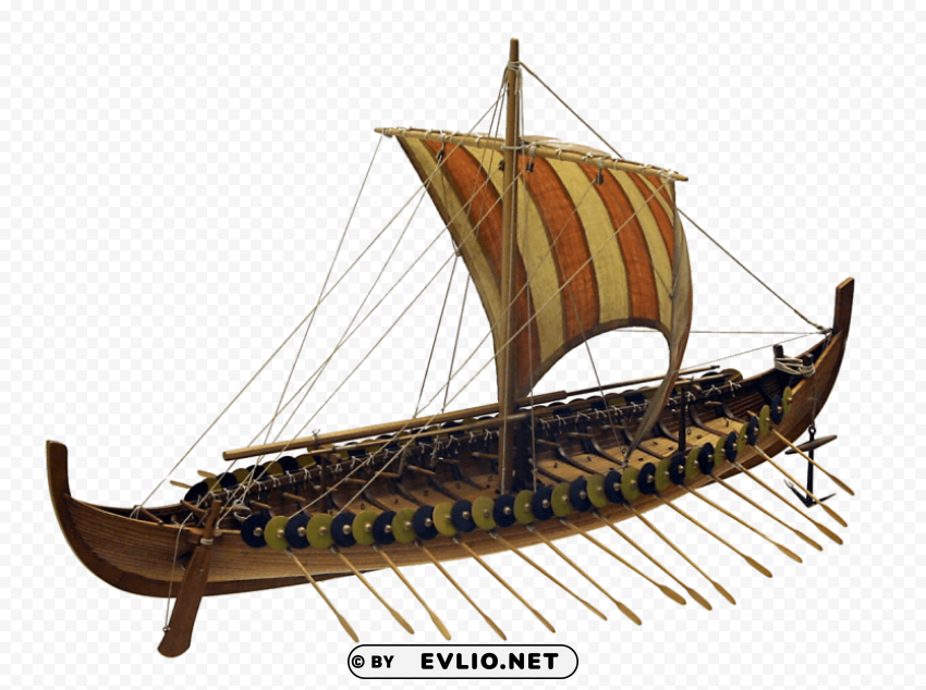 large viking boat PNG with clear background set