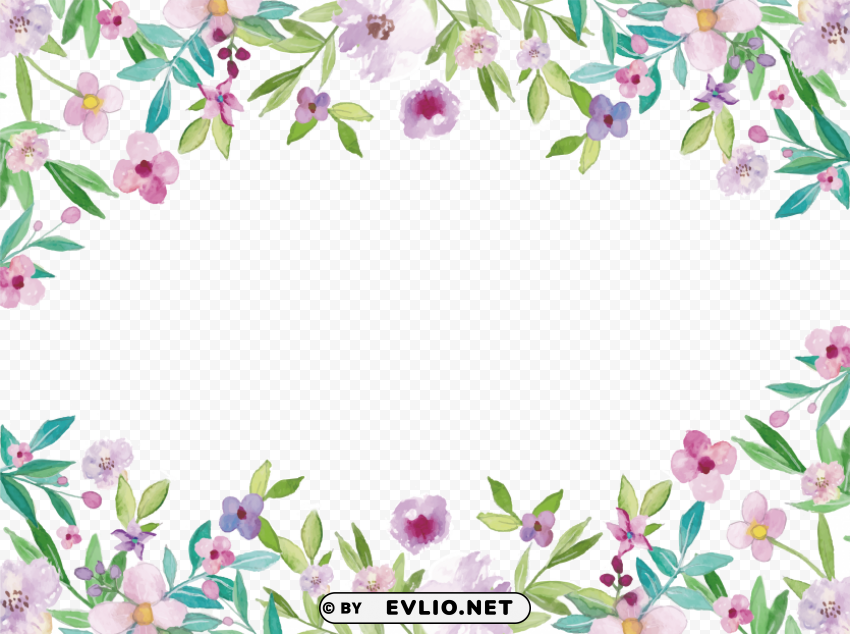 Watercolor Flower Border Isolated Subject With Clear Transparent PNG