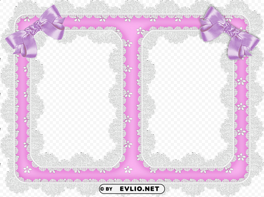 white lace and purple ribbon frame Transparent PNG graphics archive